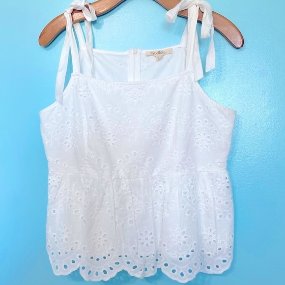 Rebellion White Peplum Top Size Large - Picture 1 of 10